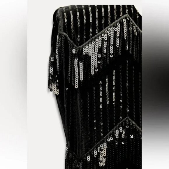 ZARA FRINGED SEQUIN VELVET DRESS - Picture 5 of 5